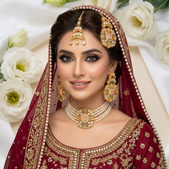 Multi-Navratan Pearl Choker